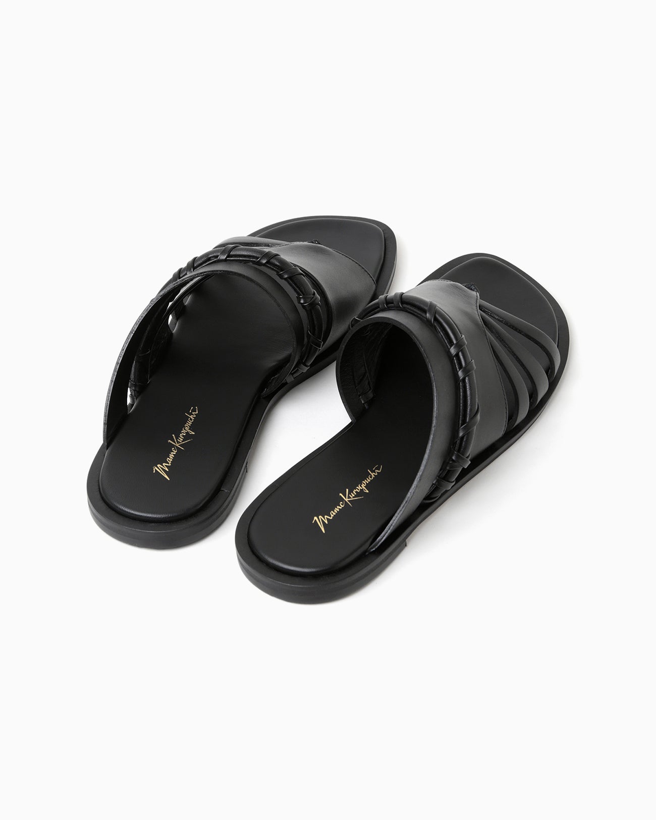 Plait Detailed Leather Sandals - black