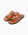 Plait Detailed Leather Sandals - brown