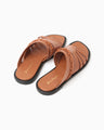 Plait Detailed Leather Sandals - brown