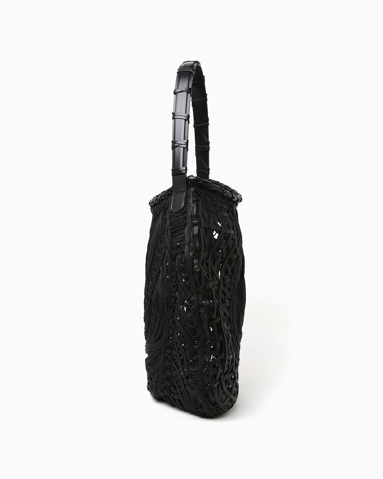 Cord Embroidery "Hanakago" Tote Bag - black