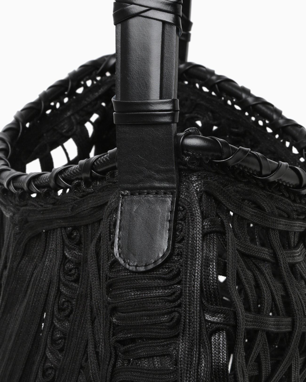 Cord Embroidery "Hanakago" Tote Bag - black