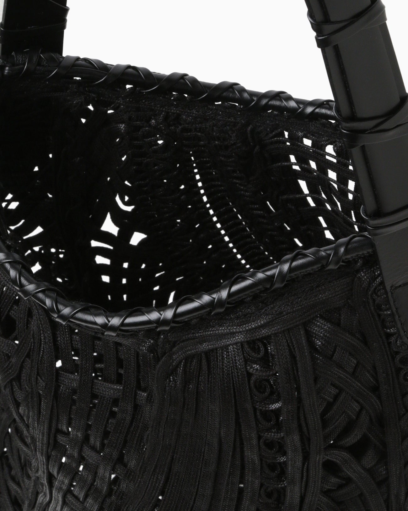 Cord Embroidery "Hanakago" Tote Bag - black