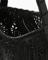 Cord Embroidery "Hanakago" Tote Bag - black