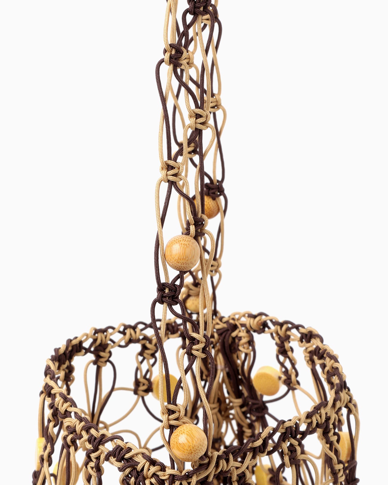 Bamboo Beaded Macrame Hand Bag - brown