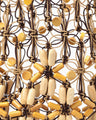 Bamboo Beaded Macrame Hand Bag - brown