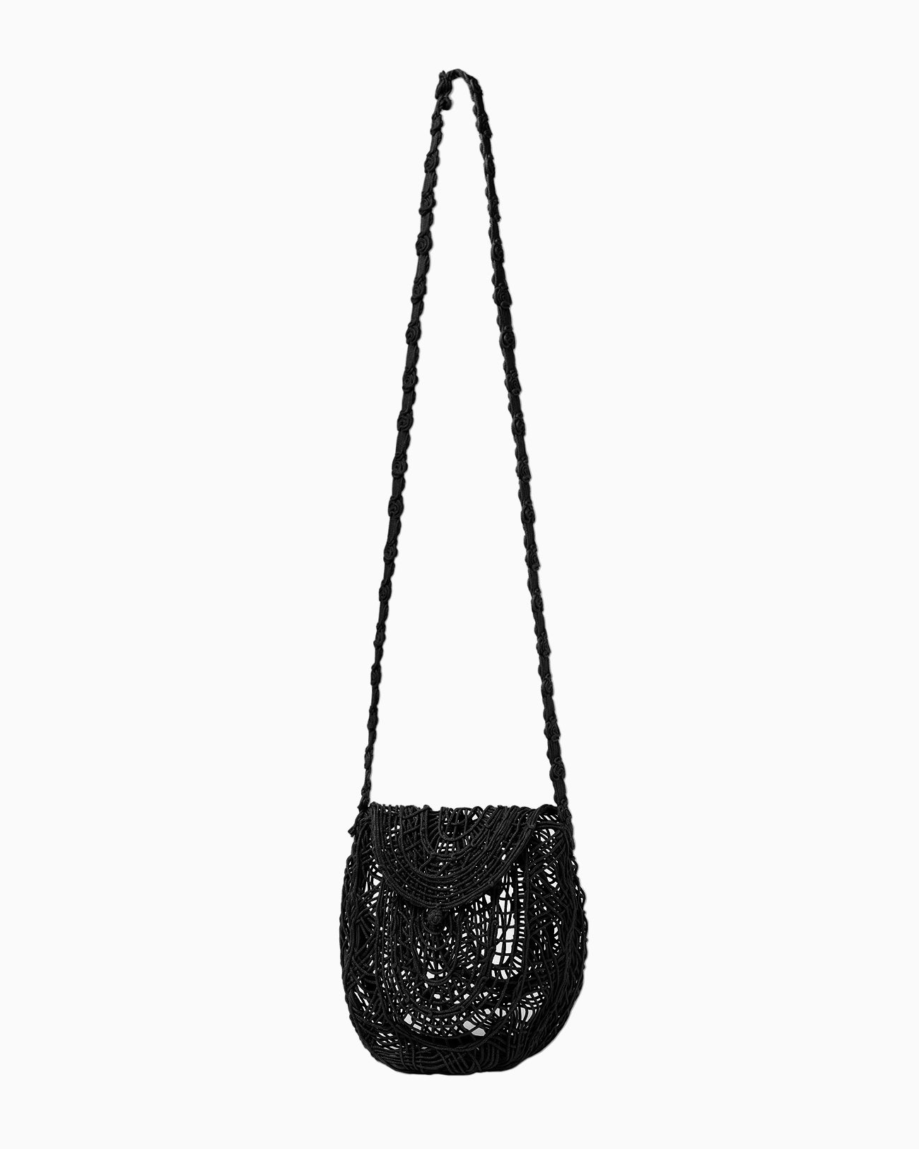 Cord Embroidery "Hanakago" Small Pouch - black