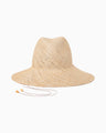Wide Brim Bao Hat with Bamboo Beaded Cords - beige