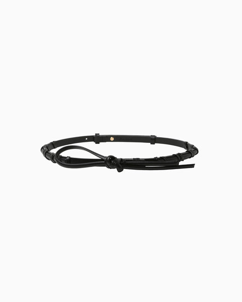 Basket Detailed Leather Belt - black