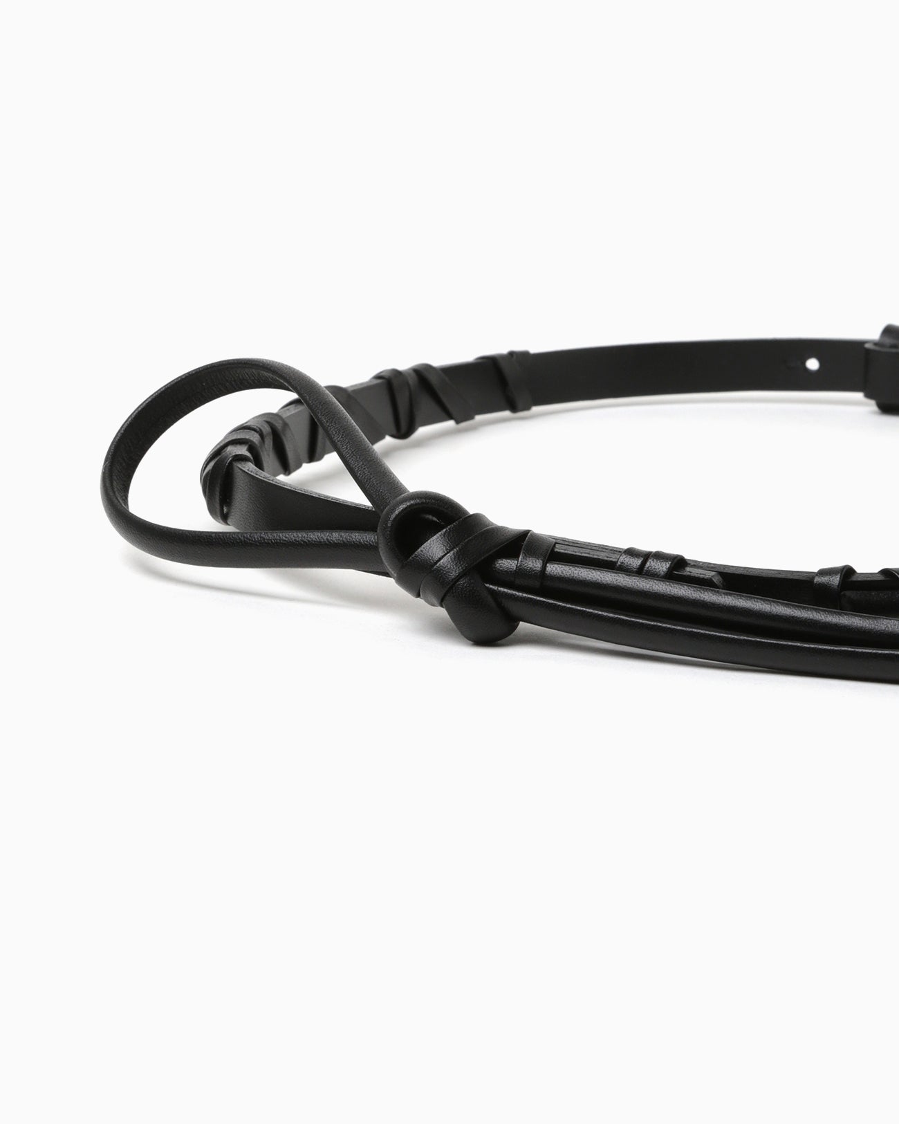 Basket Detailed Leather Belt - black