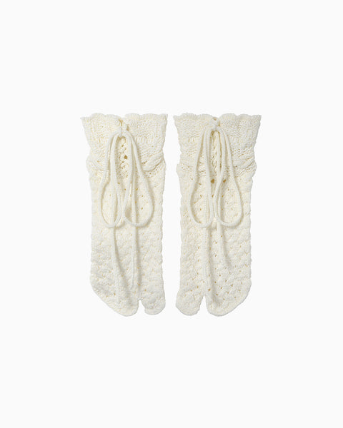 Knitted Tabi Socks - white