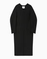 Silk Wool Double Cloth Cocoon Coat - black