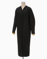 Silk Wool Double Cloth Cocoon Coat - black