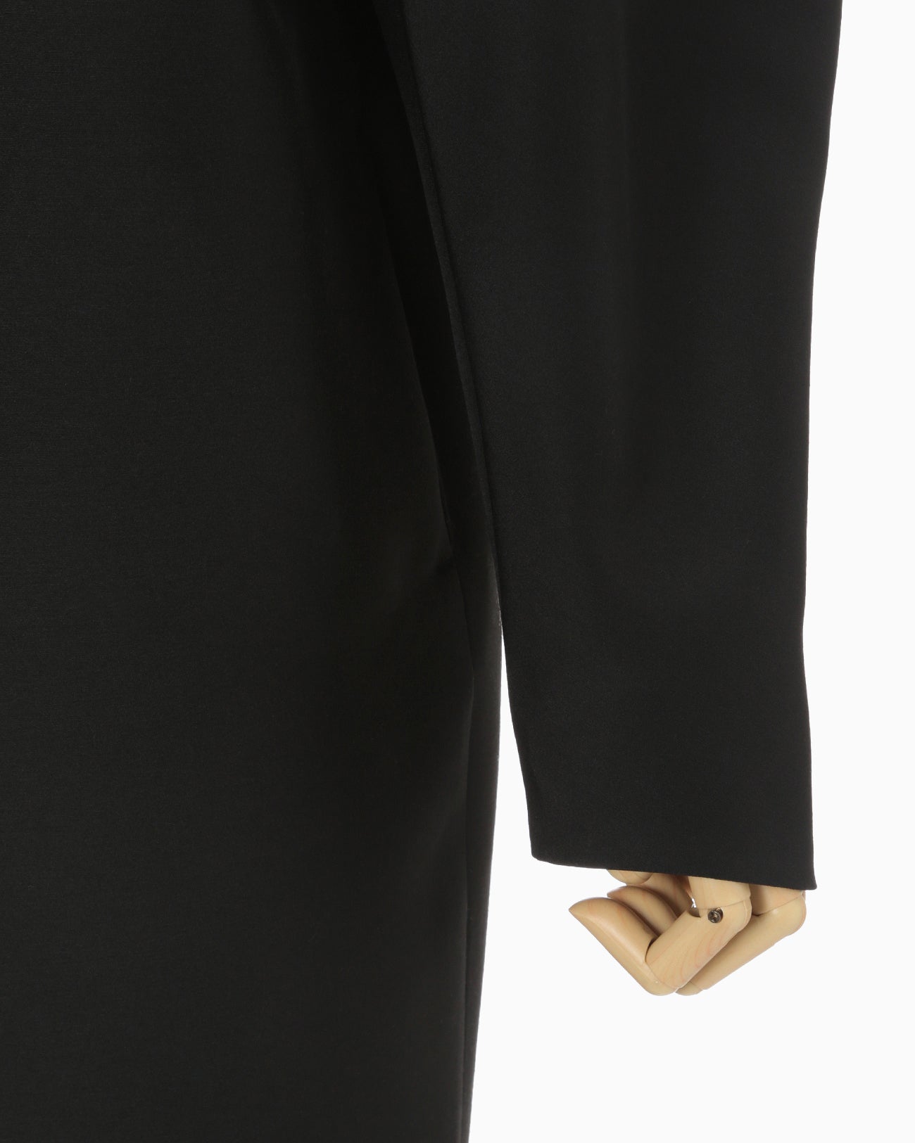 Silk Wool Double Cloth Cocoon Coat - black