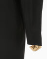 Silk Wool Double Cloth Cocoon Coat - black