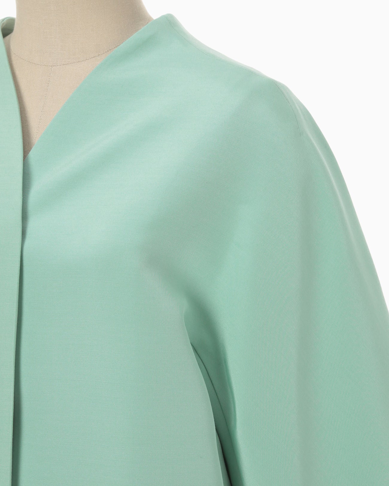 Silk Wool Double Cloth Cocoon Coat - mint green