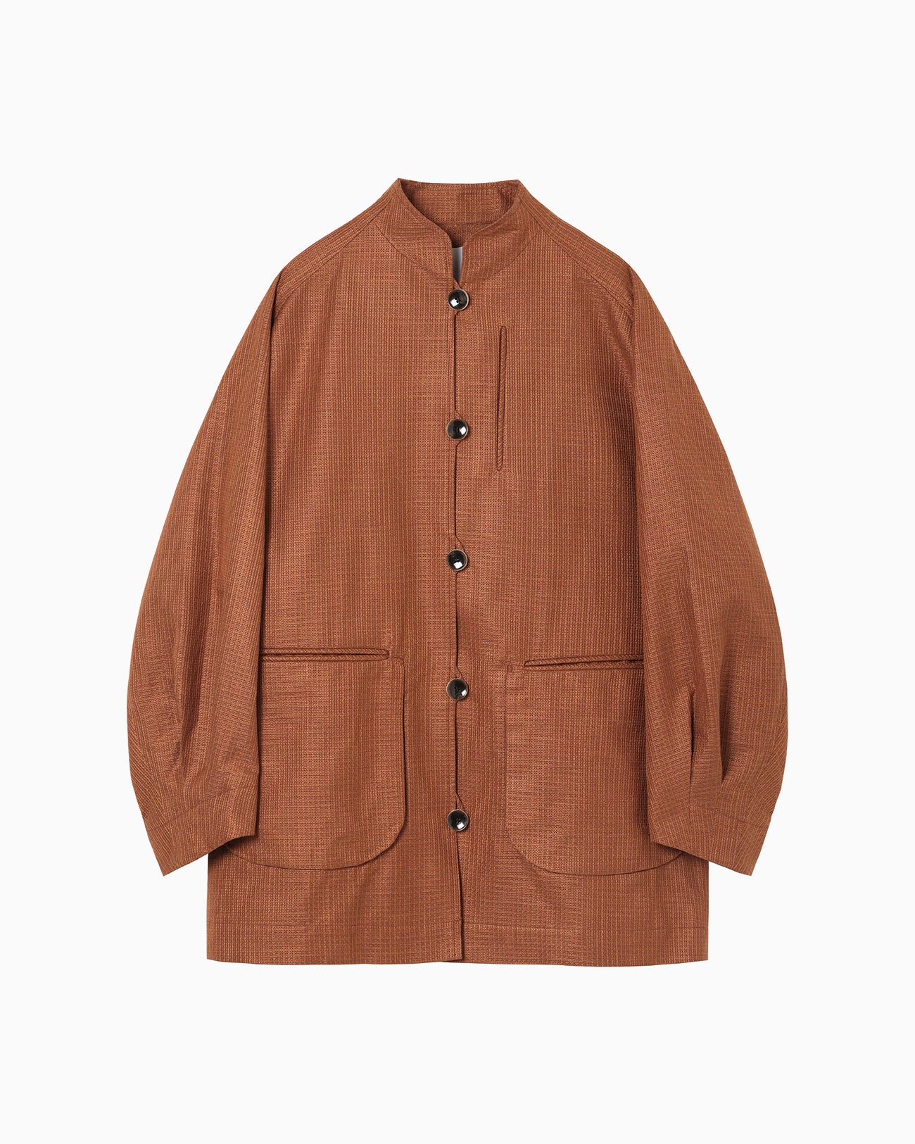 Geometric Silk Cotton Jacquard Coat - brown