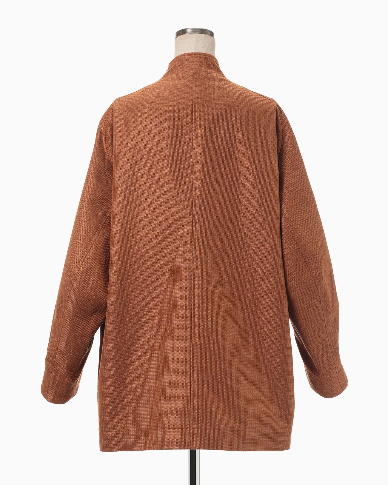 Geometric Silk Cotton Jacquard Coat - brown