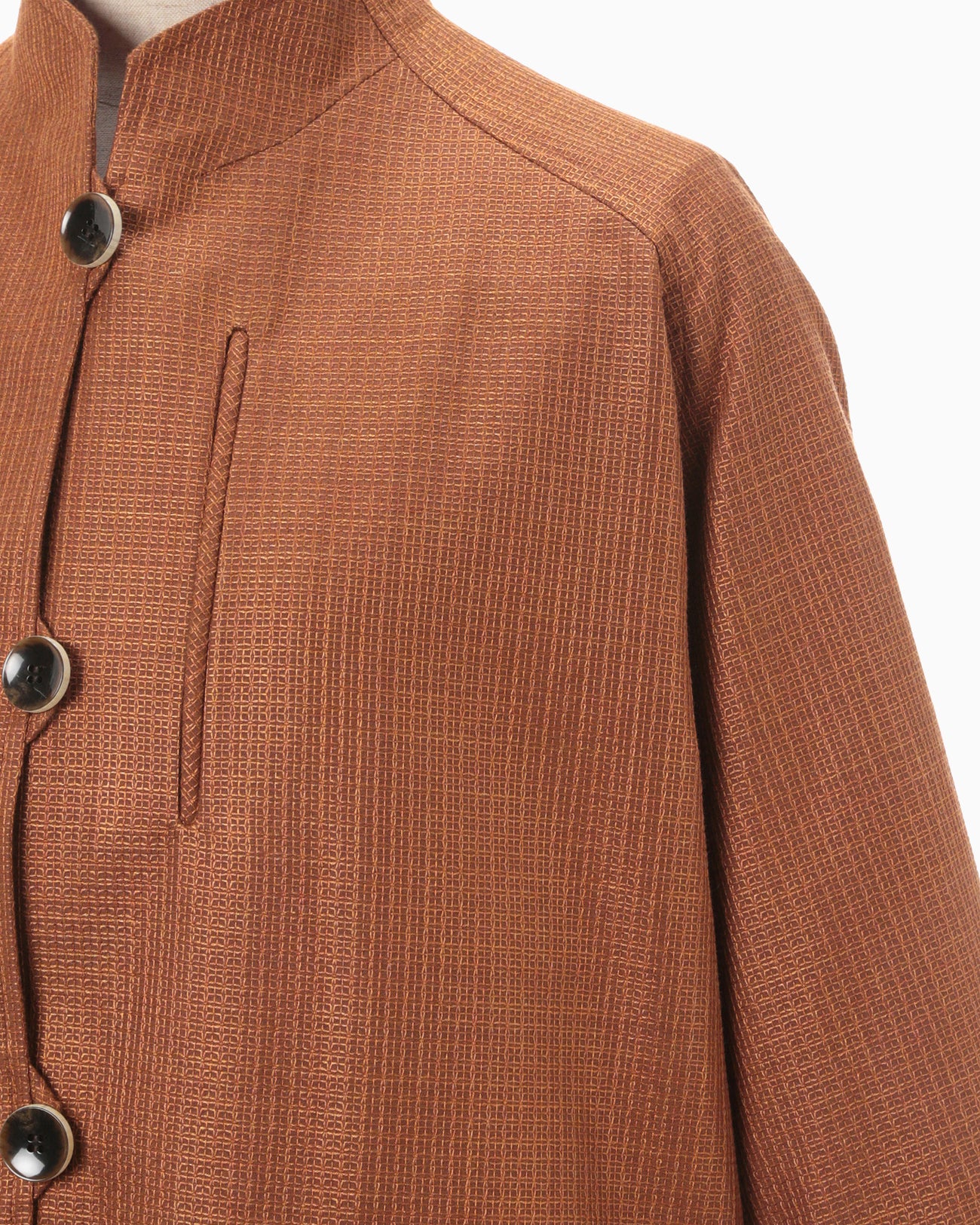 Geometric Silk Cotton Jacquard Coat - brown