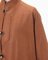 Geometric Silk Cotton Jacquard Coat - brown