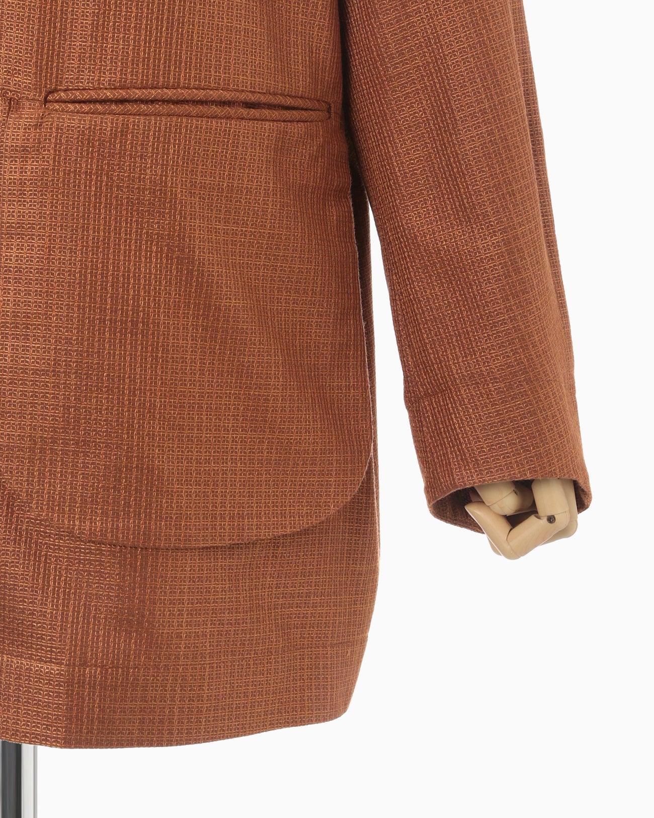 Geometric Silk Cotton Jacquard Coat - brown
