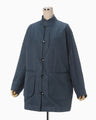 Geometric Silk Cotton Jacquard Coat - navy