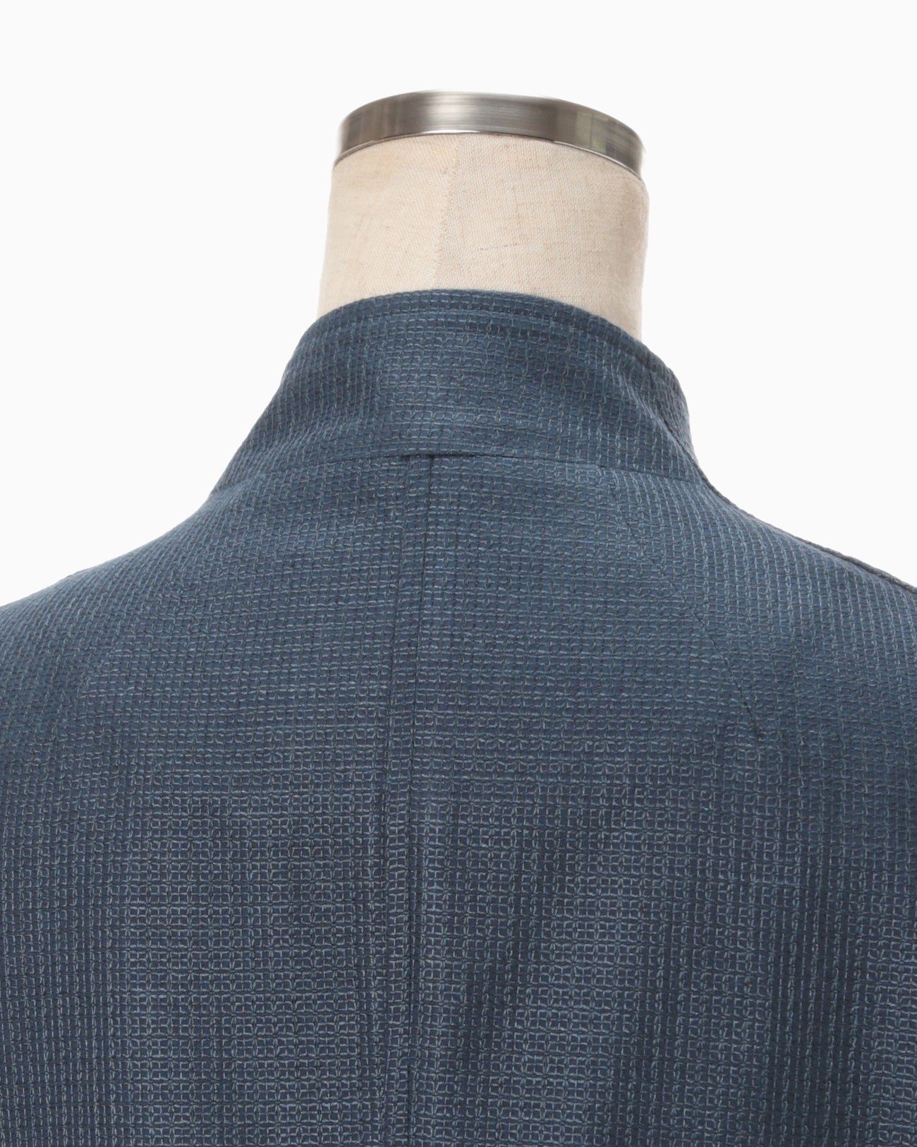 Geometric Silk Cotton Jacquard Coat - navy