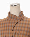 Linen Mix Ombre Check Flared Dress - brown