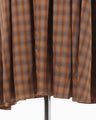 Linen Mix Ombre Check Flared Dress - brown