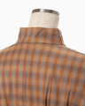 Linen Mix Ombre Check Flared Dress - brown