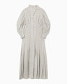 Linen Mix Ombre Check Flared Dress - mint green