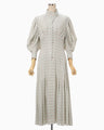 Linen Mix Ombre Check Flared Dress - mint green