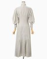 Linen Mix Ombre Check Flared Dress - mint green