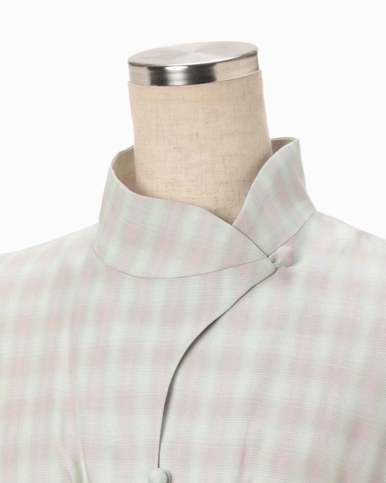 Linen Mix Ombre Check Flared Dress - mint green