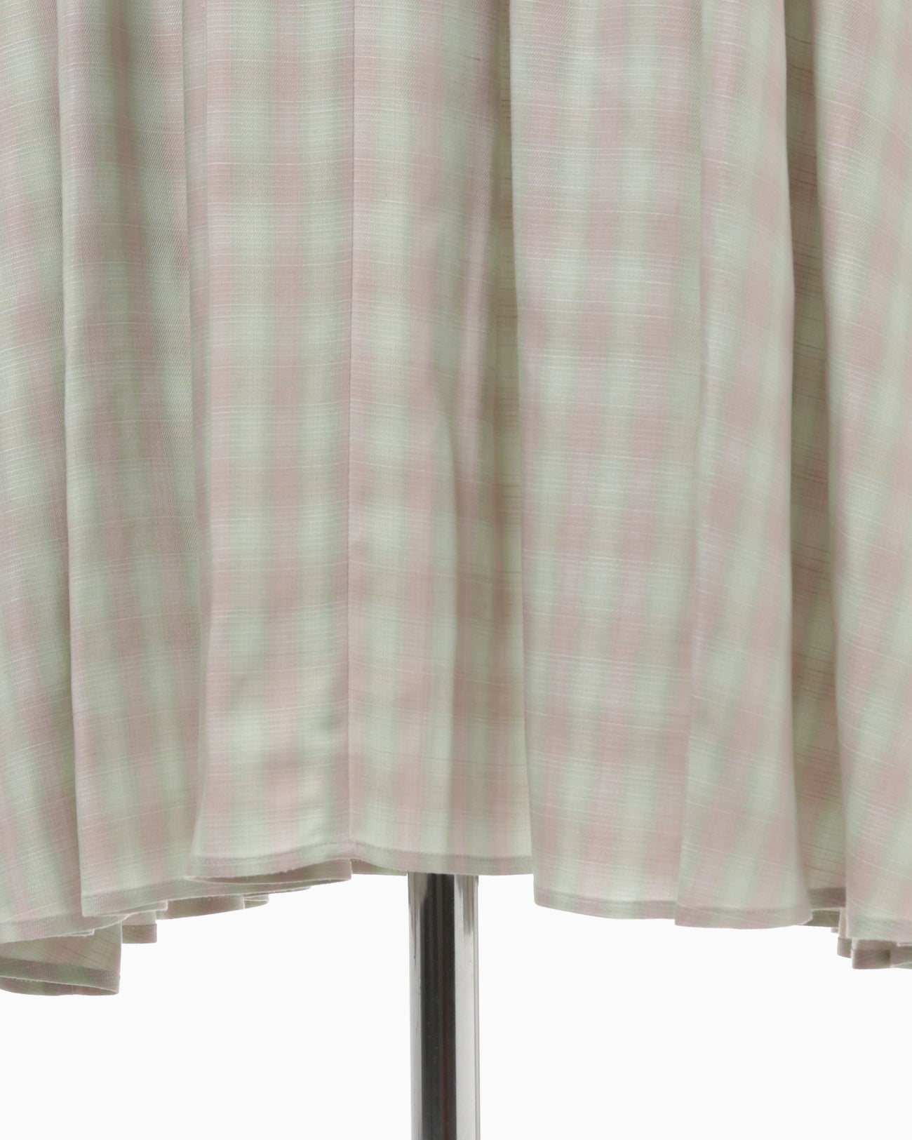 Linen Mix Ombre Check Flared Dress - mint green