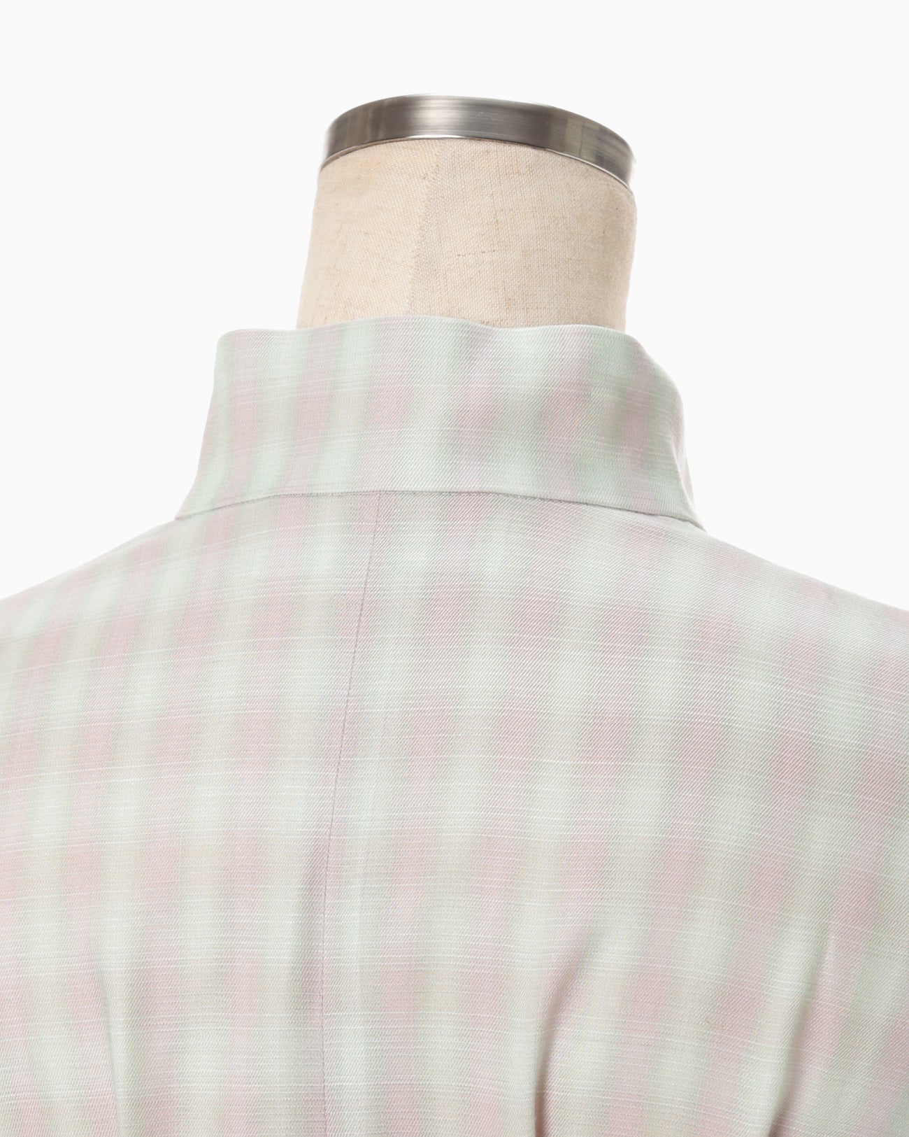 Linen Mix Ombre Check Flared Dress - mint green