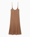 Linen Mix Ombre Check Camisole Dress - brown