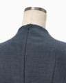 Geometric Silk Cotton Jacquard Slit Dress - navy