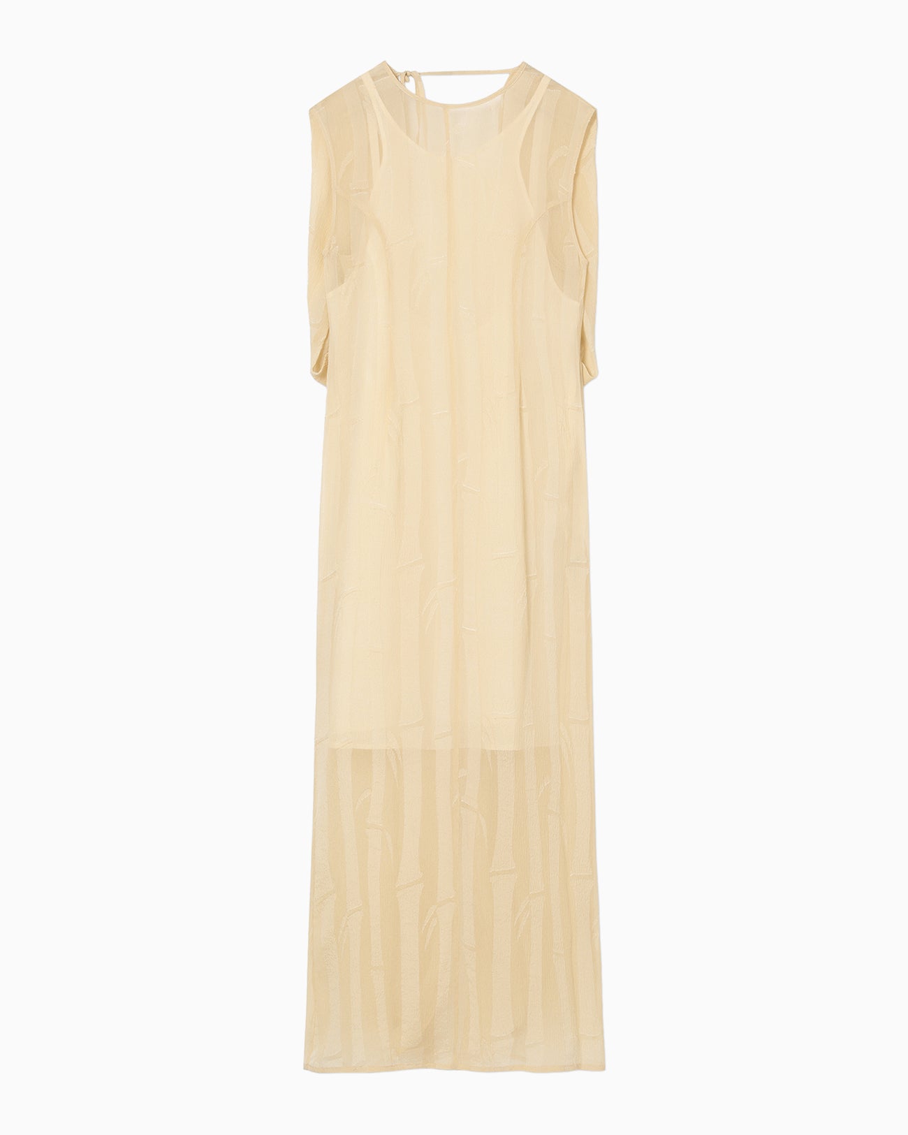 Bamboo Motif Willow Jacquard Sheer Dress - beige