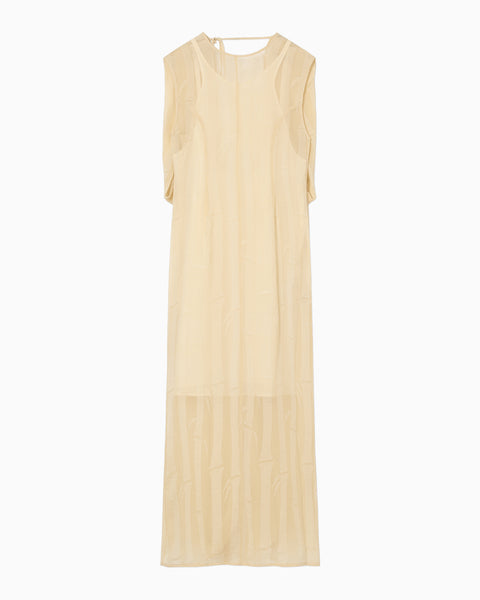 Bamboo Motif Willow Jacquard Sheer Dress - beige