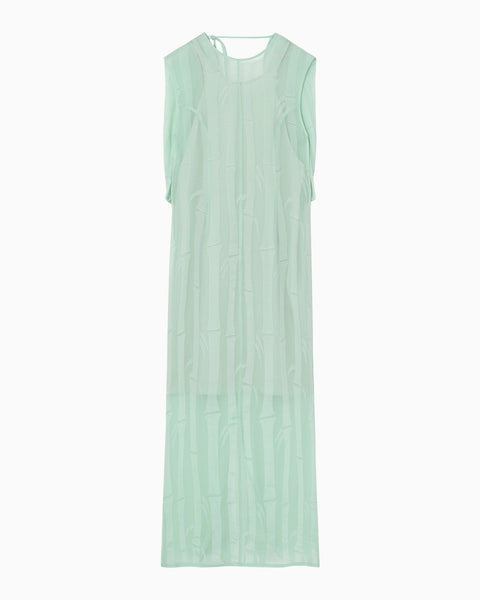 Bamboo Motif Willow Jacquard Sheer Dress - mint green