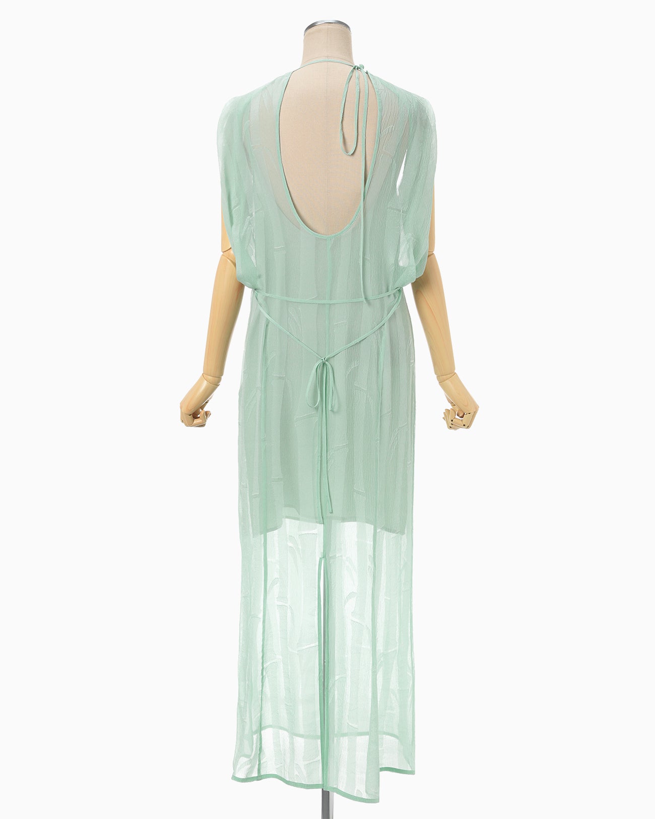 Bamboo Motif Willow Jacquard Sheer Dress - mint green - Mame 