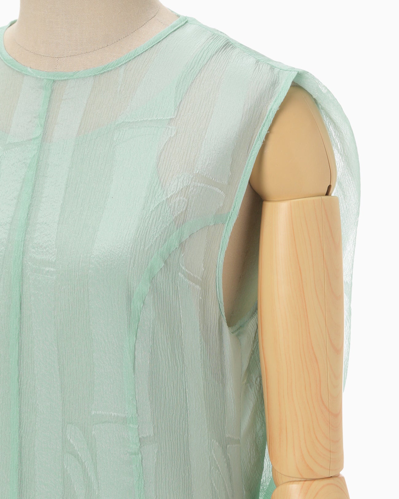 Bamboo Motif Willow Jacquard Sheer Dress - mint green