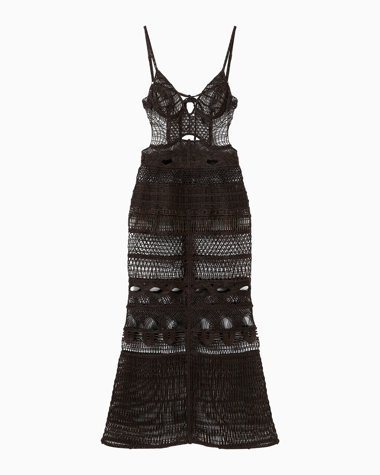 Cord Embroidery "Hanakago" Dress - brown