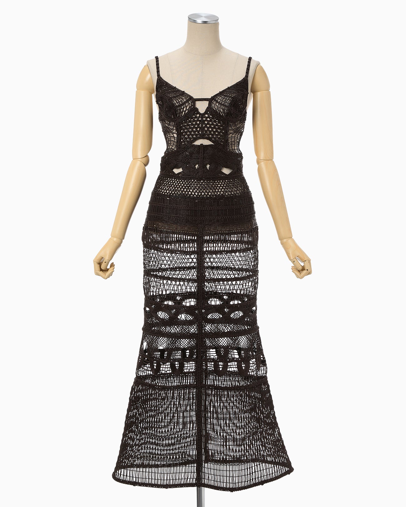 Cord Embroidery "Hanakago" Dress - brown