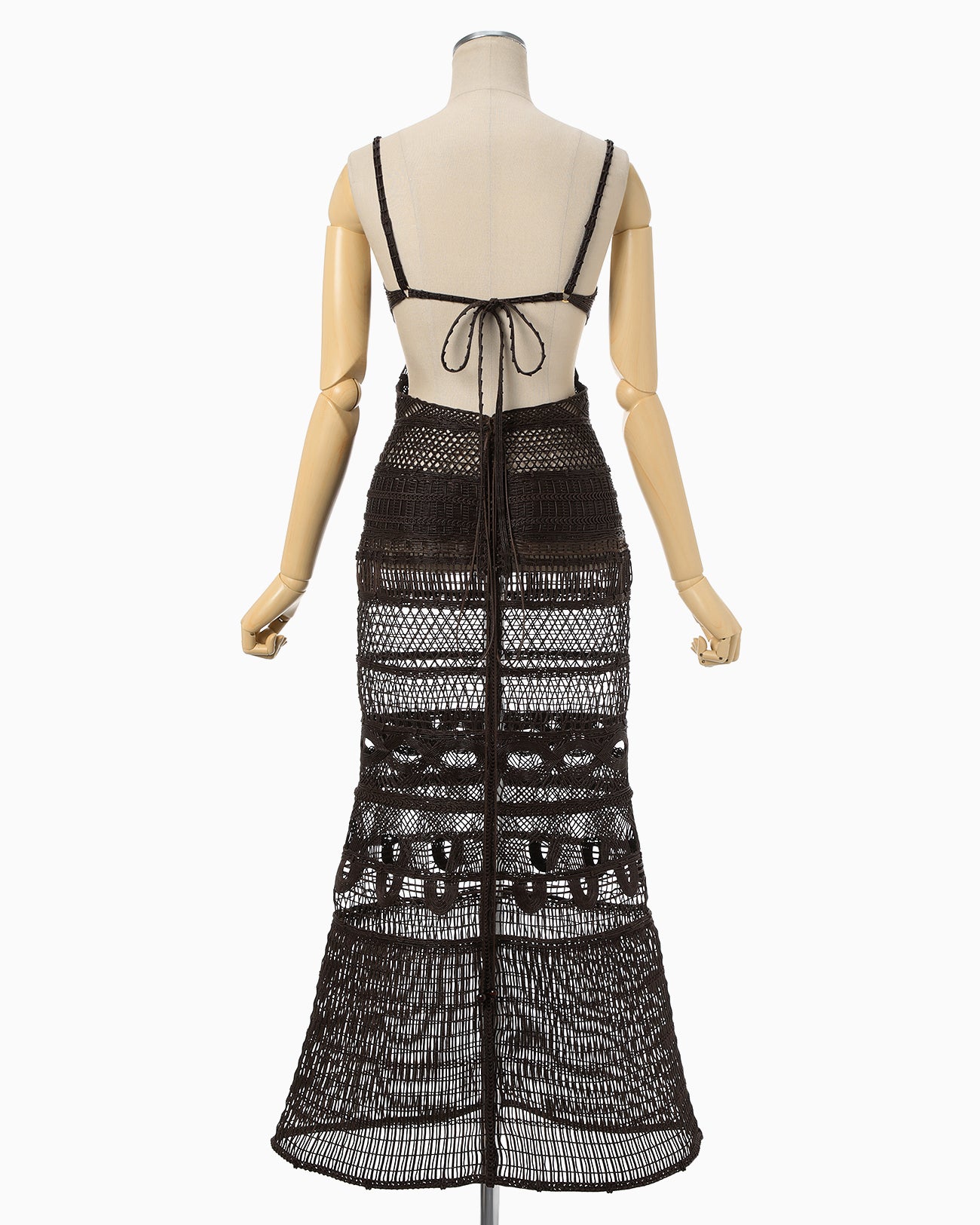 Cord Embroidery "Hanakago" Dress - brown