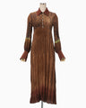 "Arimatsu Shibori" Ombre Dyed Silk Shirt Dress - brown