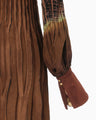 "Arimatsu Shibori" Ombre Dyed Silk Shirt Dress - brown