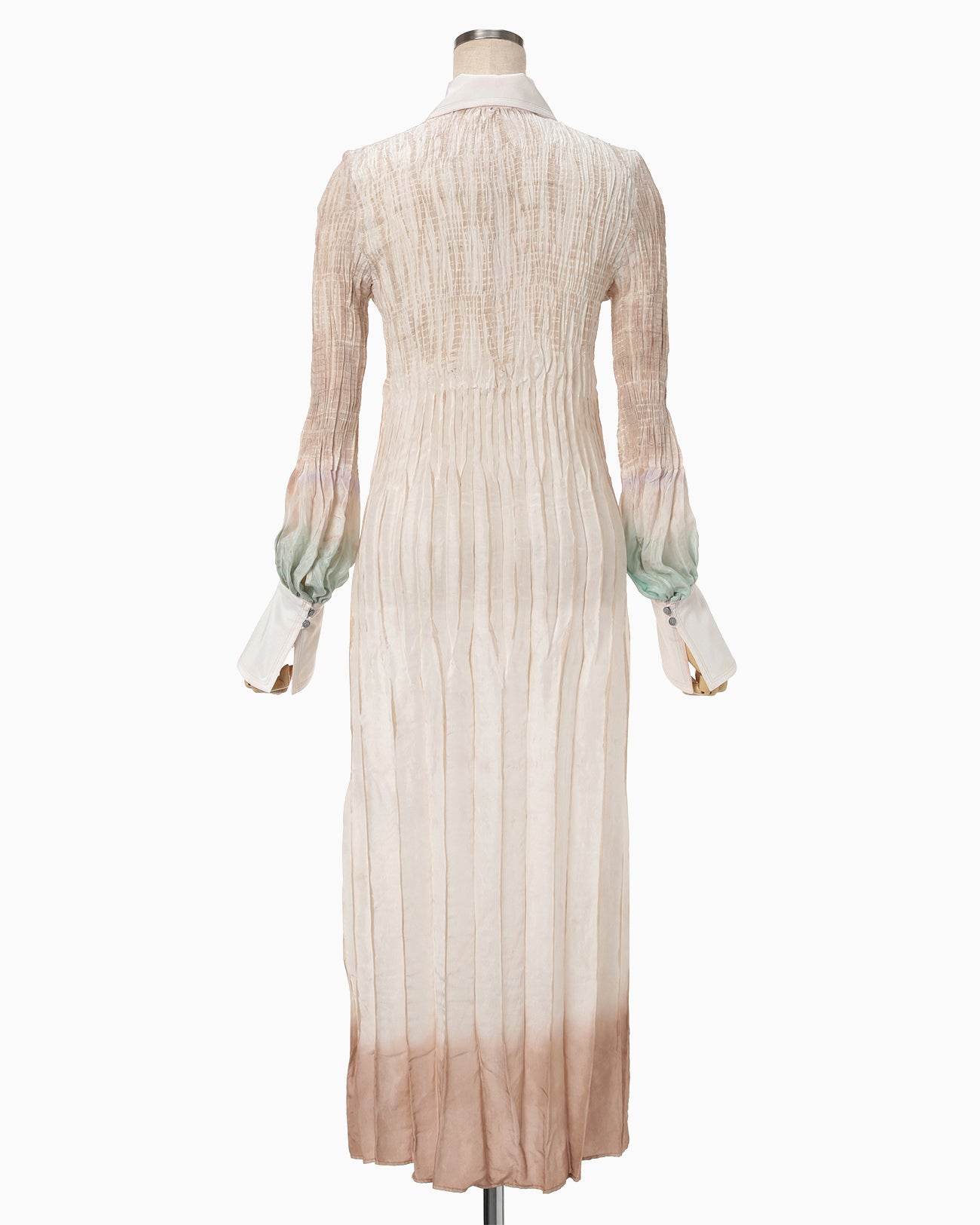 "Arimatsu Shibori" Ombre Dyed Silk Shirt Dress - white