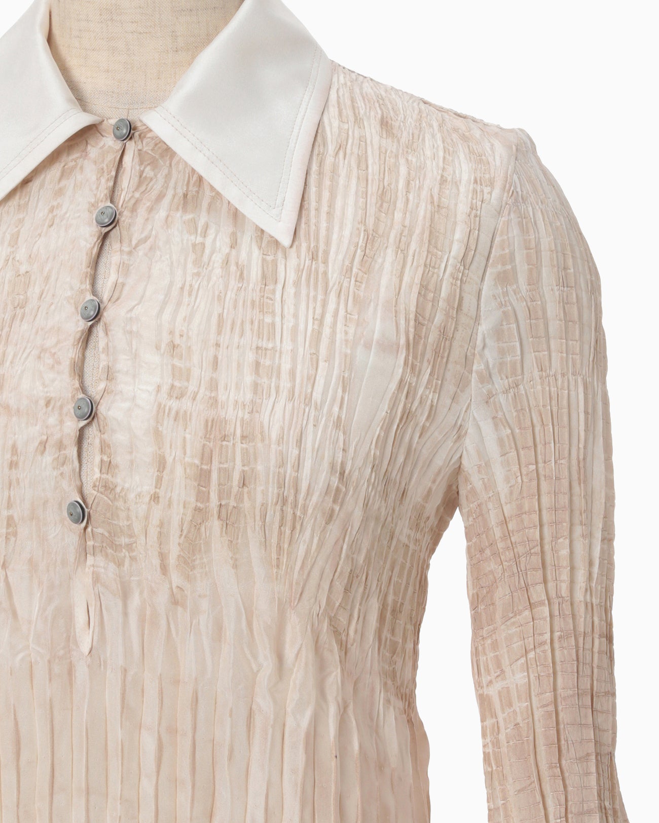 "Arimatsu Shibori" Ombre Dyed Silk Shirt Dress - white