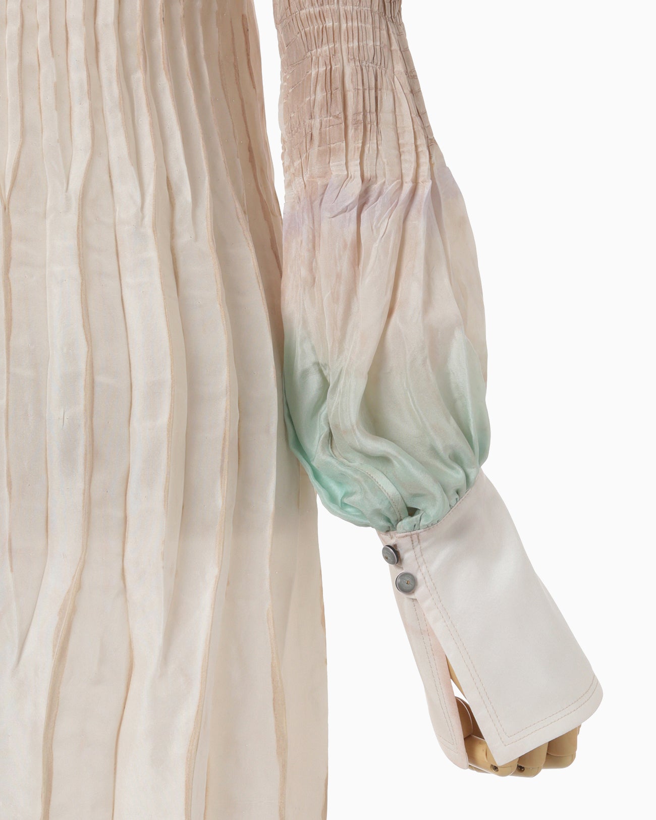 "Arimatsu Shibori" Ombre Dyed Silk Shirt Dress - white